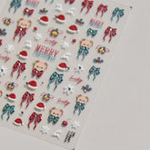 Christmas Bear Bowknot Nail Stickers, Cute Christmas Nail Stickers, Christmas Nail Decals, Christmas Nail Charms